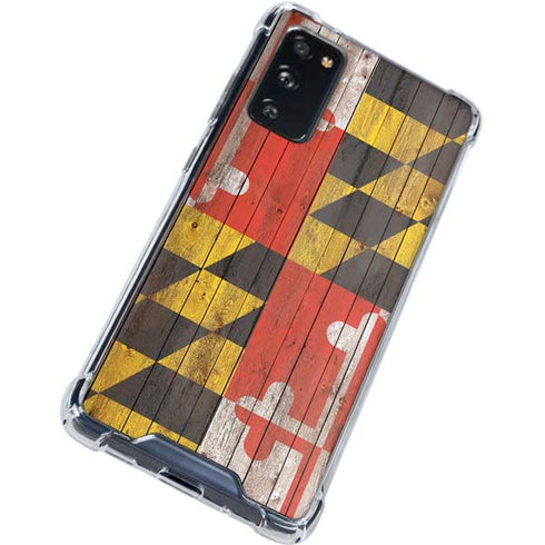 Maryland Flag Dark Wood Galaxy S20 FE Clear Case